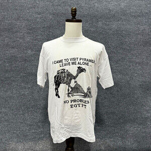 Vintage Egypt Camel Pyramids Tourist T Shirt XXL King Tut Funny Graphic White